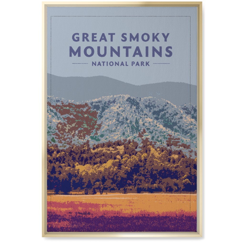 Great Smoky Mountains Wall Art, Gold, Single piece, Canvas, 20x30, Blue, True Blue