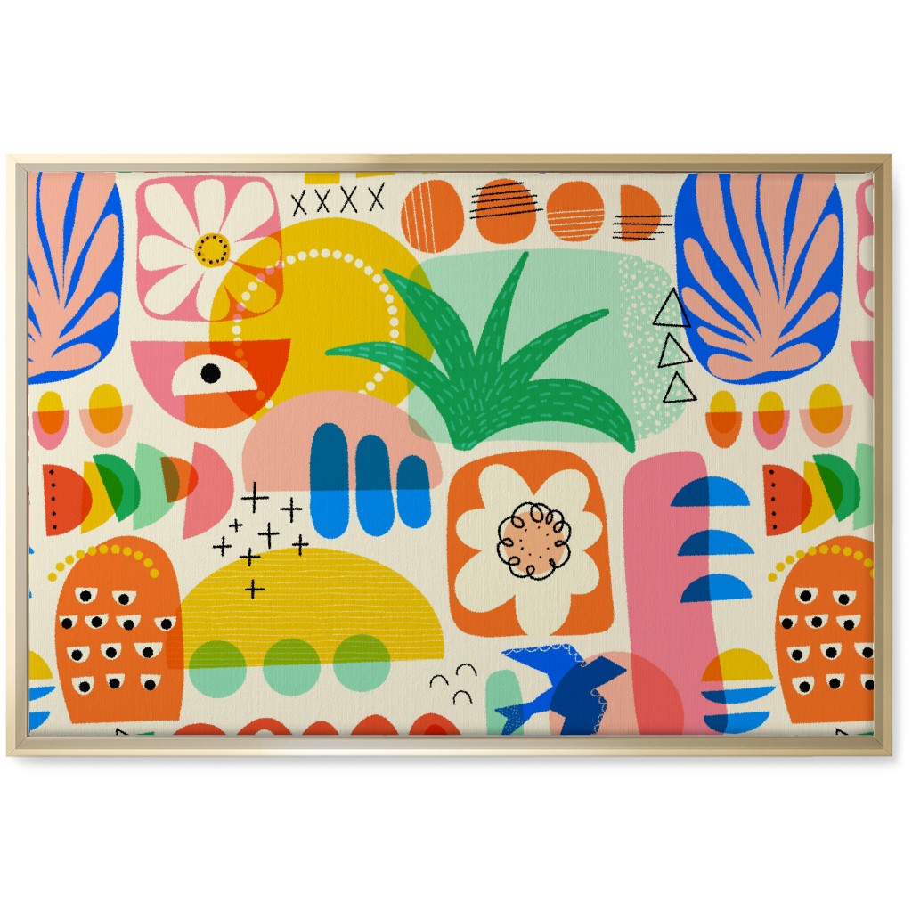 Abstract Shapes Collage - Multi Wall Art, Gold, Single piece, Canvas, 20x30, Multicolor