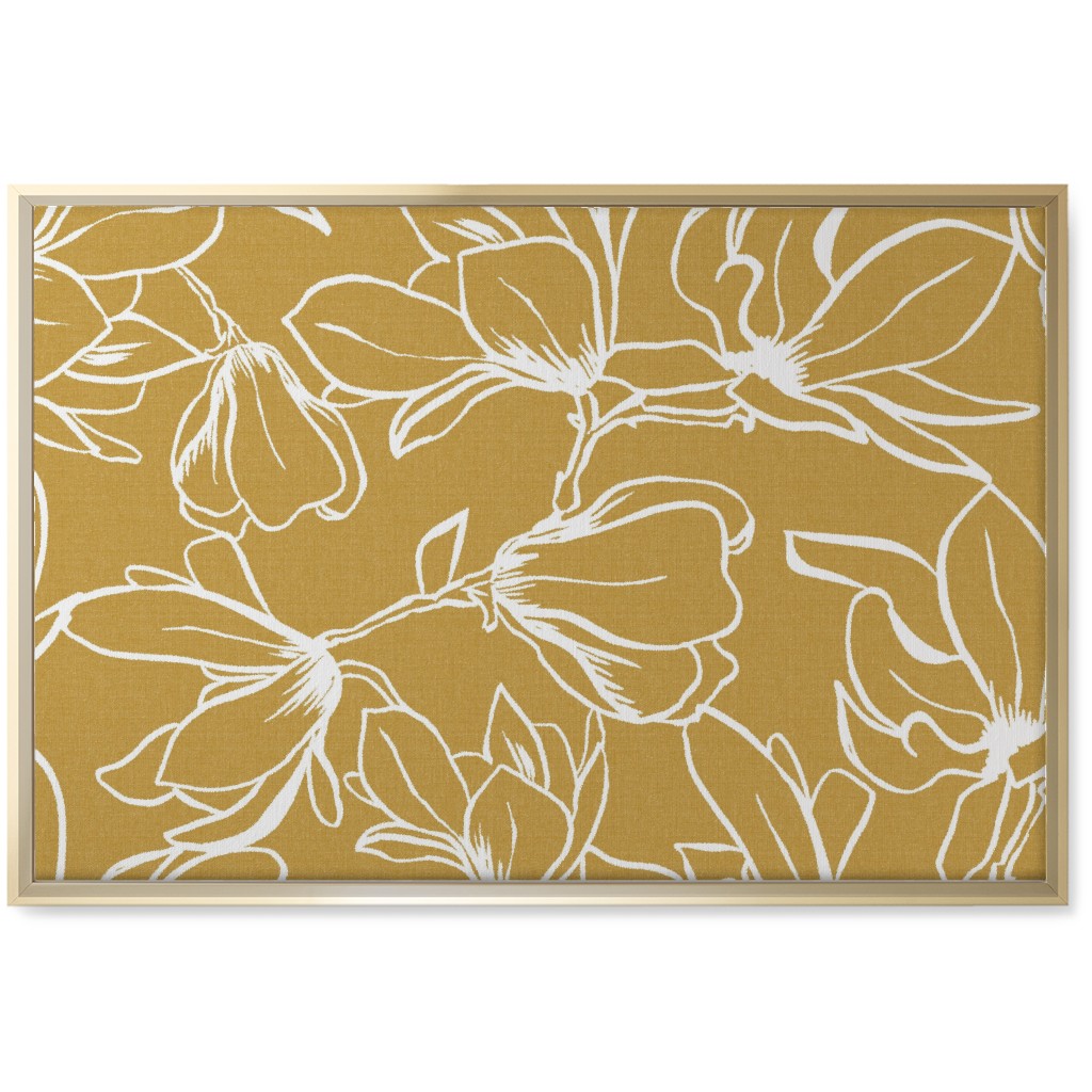 Magnolia Garden Wall Art, Gold, Single piece, Canvas, 20x30, Brown, Golden