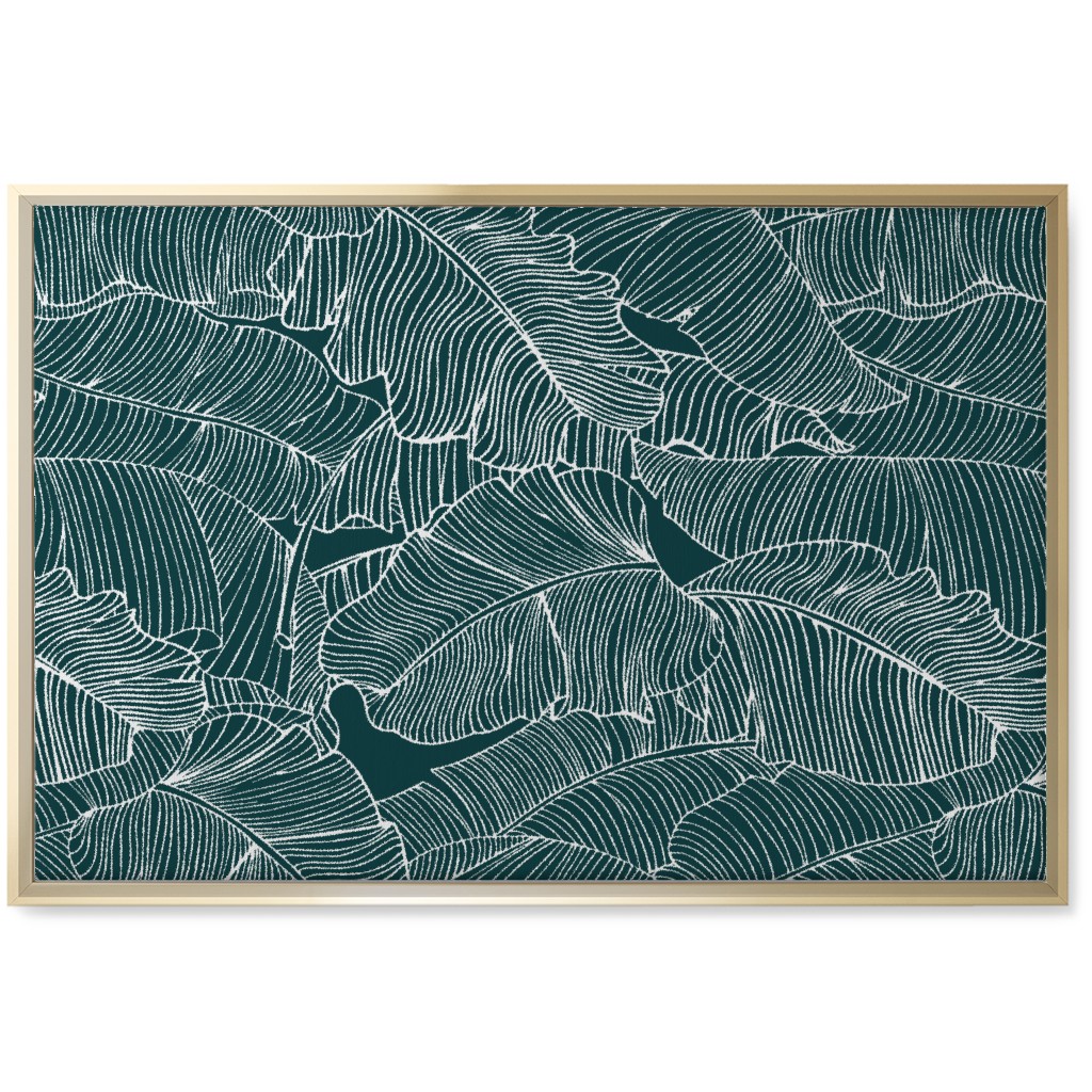 Banana Leaf - Teal Wall Art, Gold, Single piece, Canvas, 20x30, Green, Classic Green