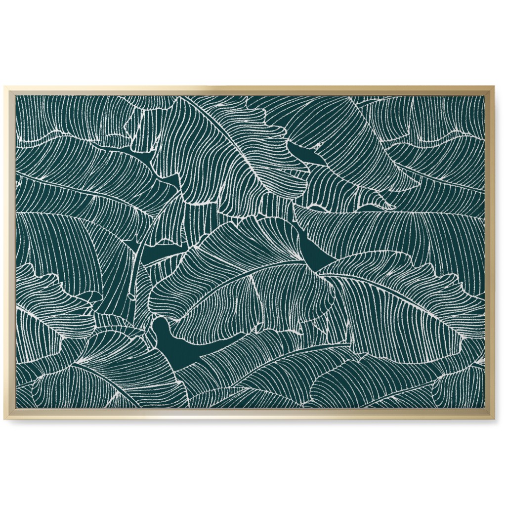 Banana Leaf - Teal Wall Art, Gold, Single piece, Canvas, 20x30, Green