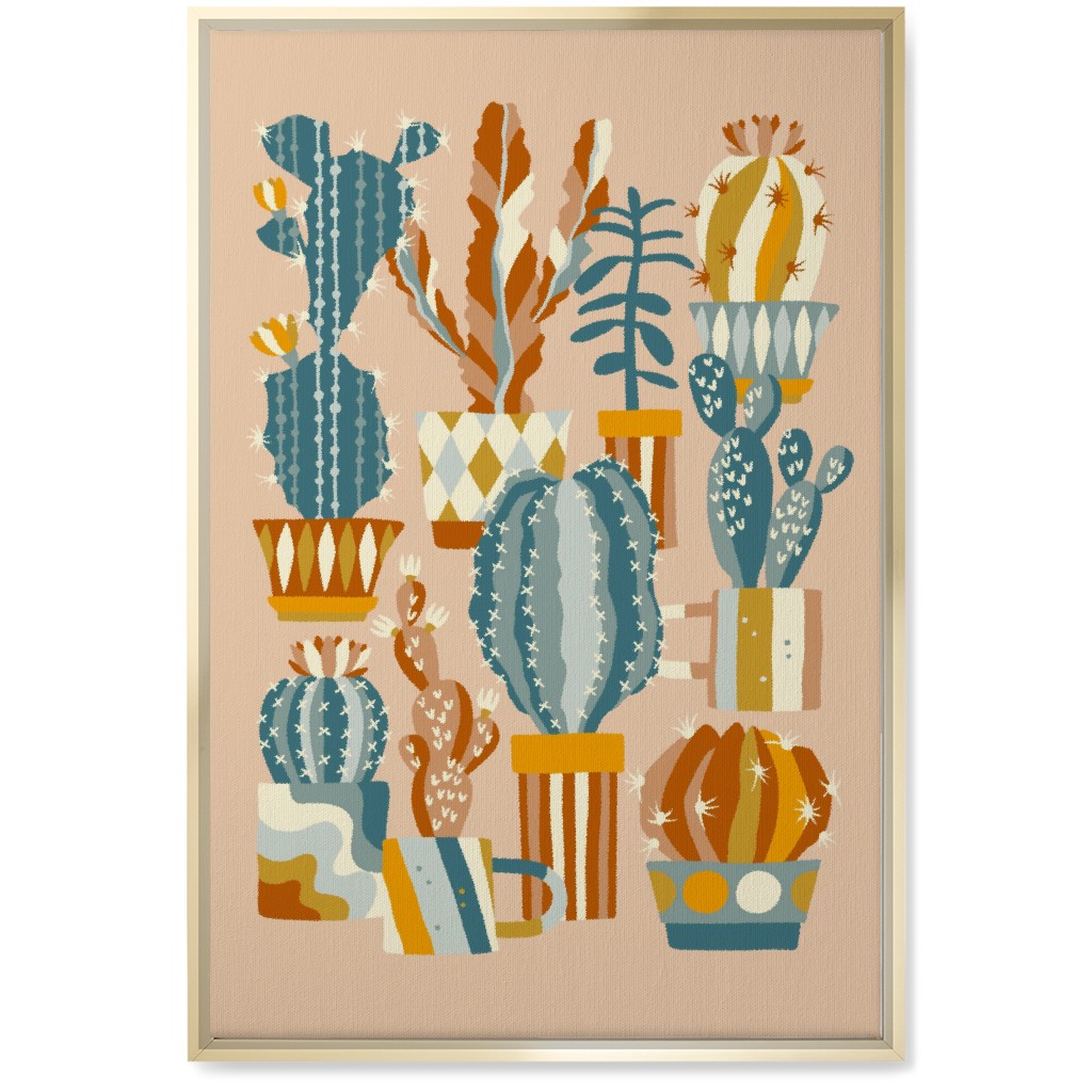 Cactus Love - Multi Wall Art, Gold, Single piece, Canvas, 20x30, Multicolor