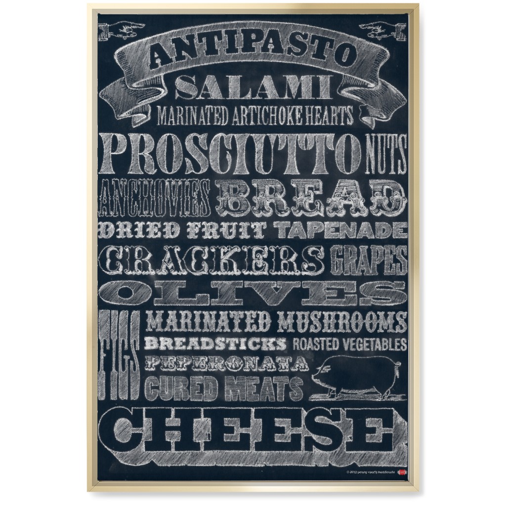 Antipasto - Black & White Wall Art, Gold, Single piece, Canvas, 20x30, Black