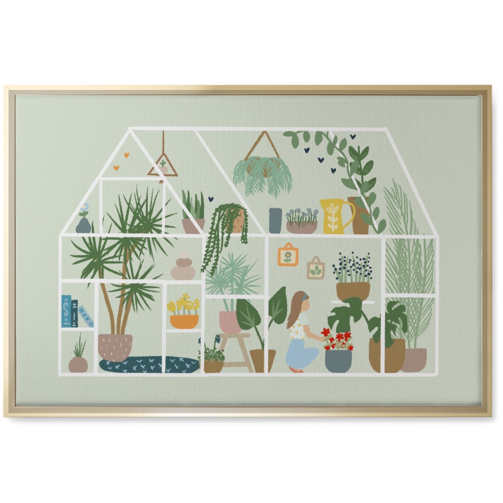 Botanical Greenhouse - Multi Wall Art, Gold, Single piece, Canvas, 20x30, Multicolor