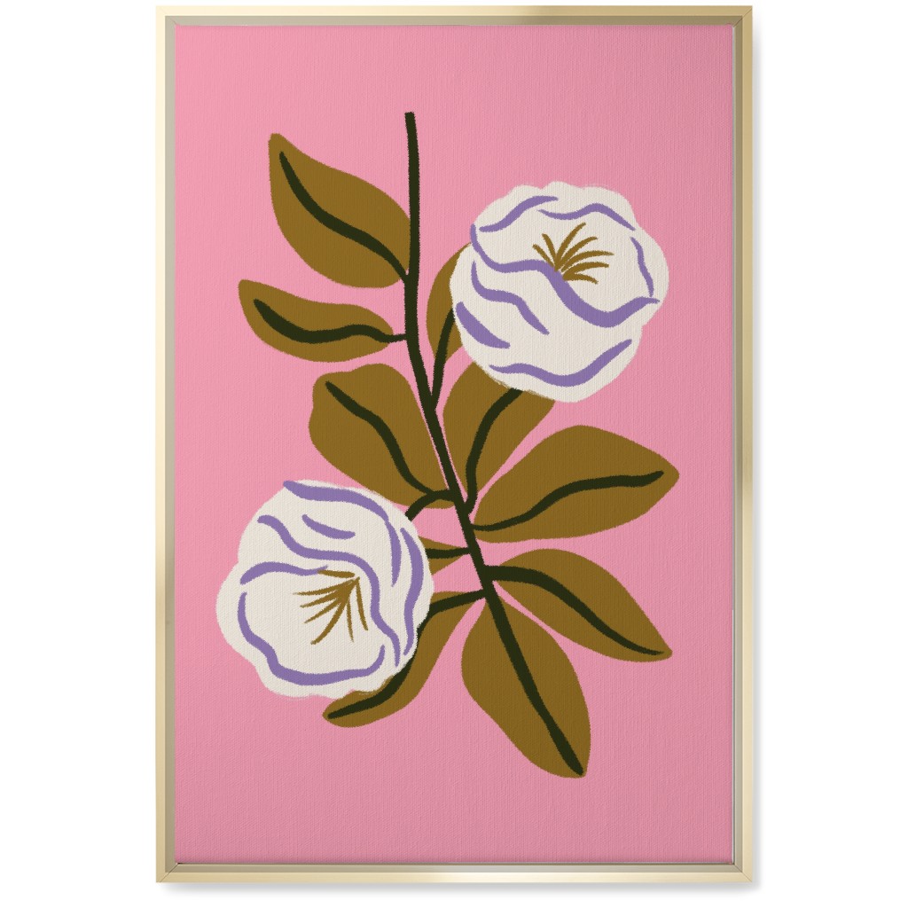 White Bulb Flower - Multi on Pink Wall Art, Gold, Single piece, Canvas, 20x30, Pink