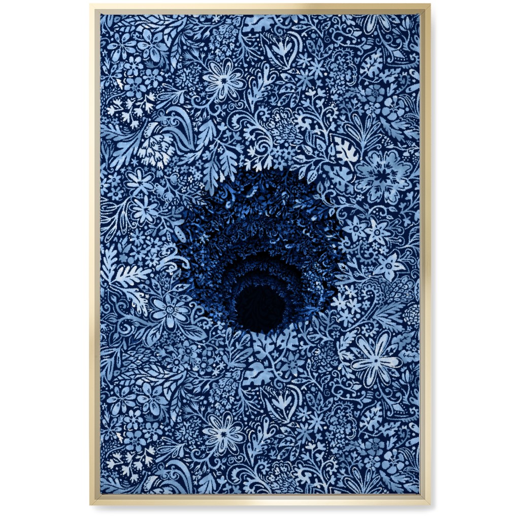 Deep Down Colorful Floral Abstract Wall Art, Gold, Single piece, Canvas, 20x30, Blue