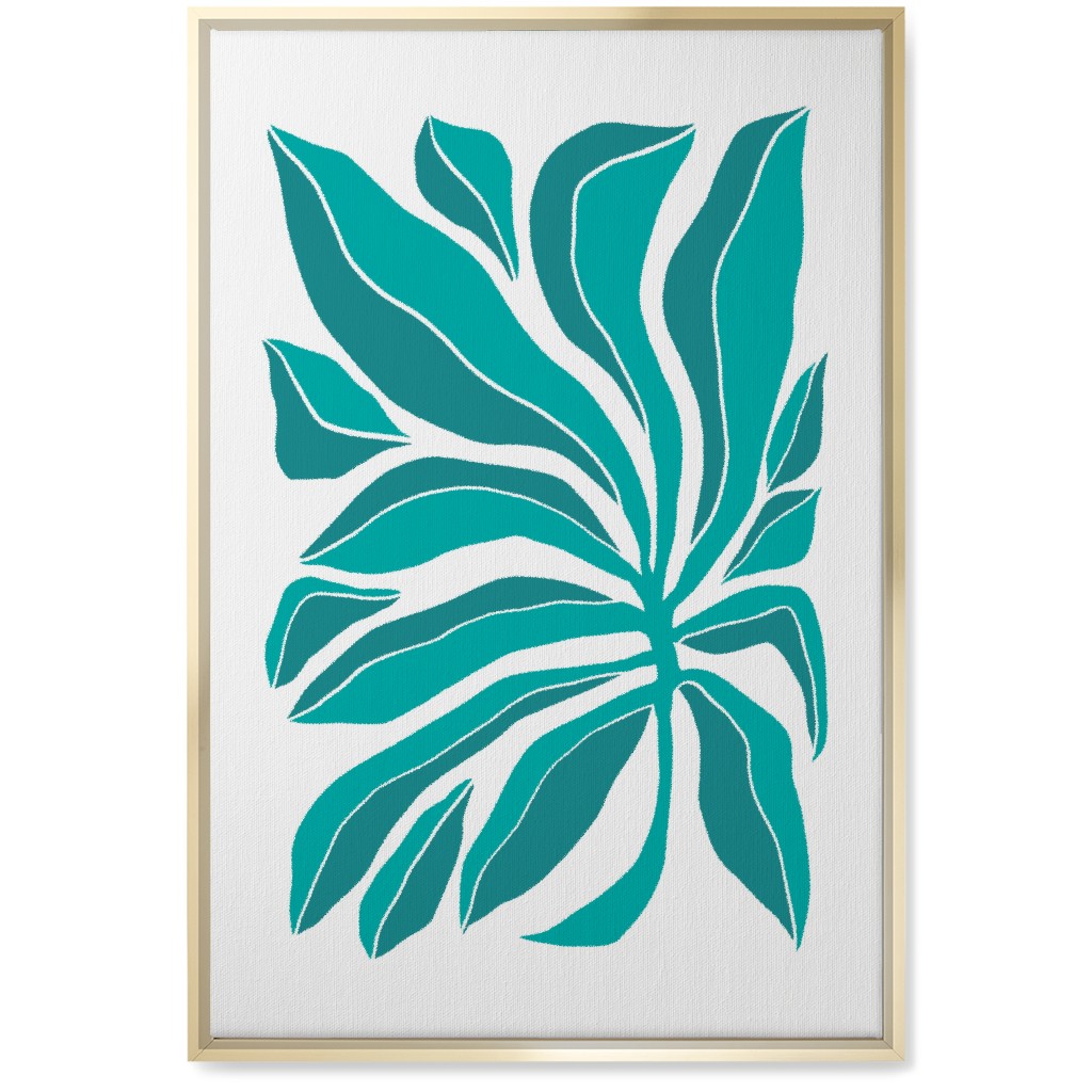 Minimalist Block Botanical Palm Leaves - Green Wall Art, Gold, Single piece, Canvas, 20x30, Green