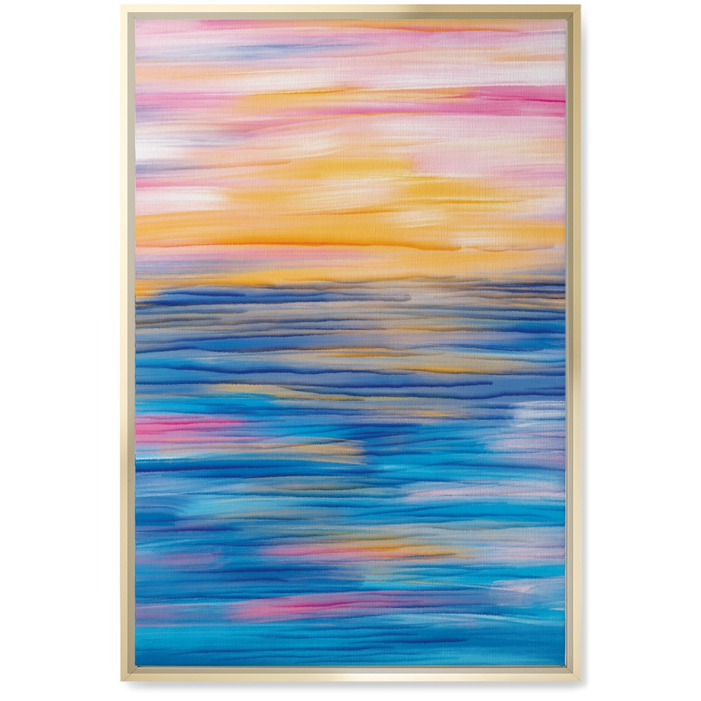 Abstract Sunset Over Water - Multi Wall Art, Gold, Single piece, Canvas, 20x30, Multicolor