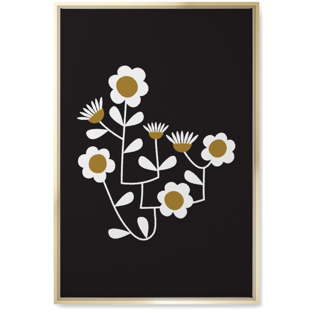 Mod Hanging Floral Wall Art, Gold, Single piece, Canvas, 20x30, Black, Charcoal
