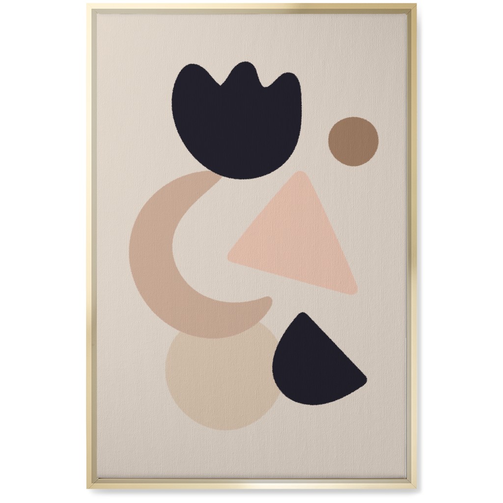 Abstract Shape Collage - Neutral Wall Art, Gold, Single piece, Canvas, 20x30, Beige, Pearl