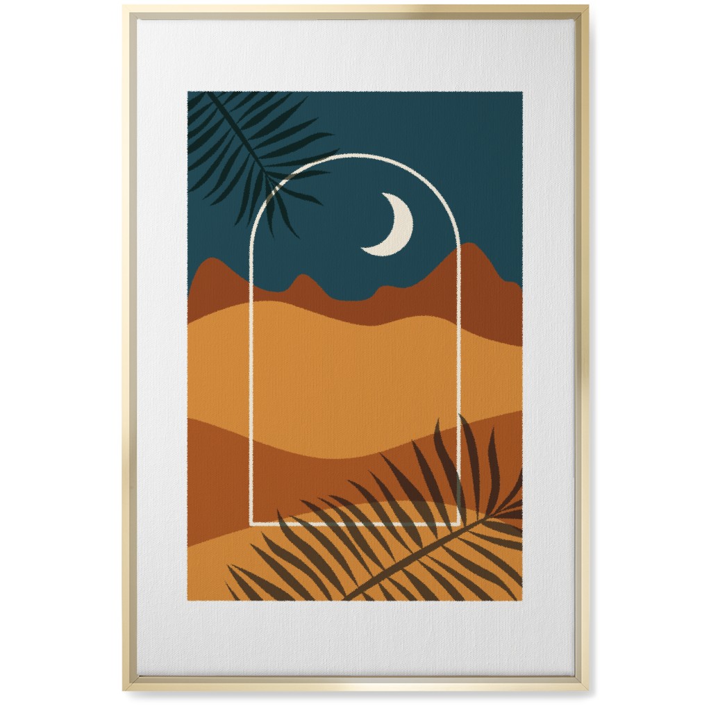 Abstract Landscapes in Windows Moon Wall Art, Gold, Single piece, Canvas, 20x30, Multicolor, Camel
