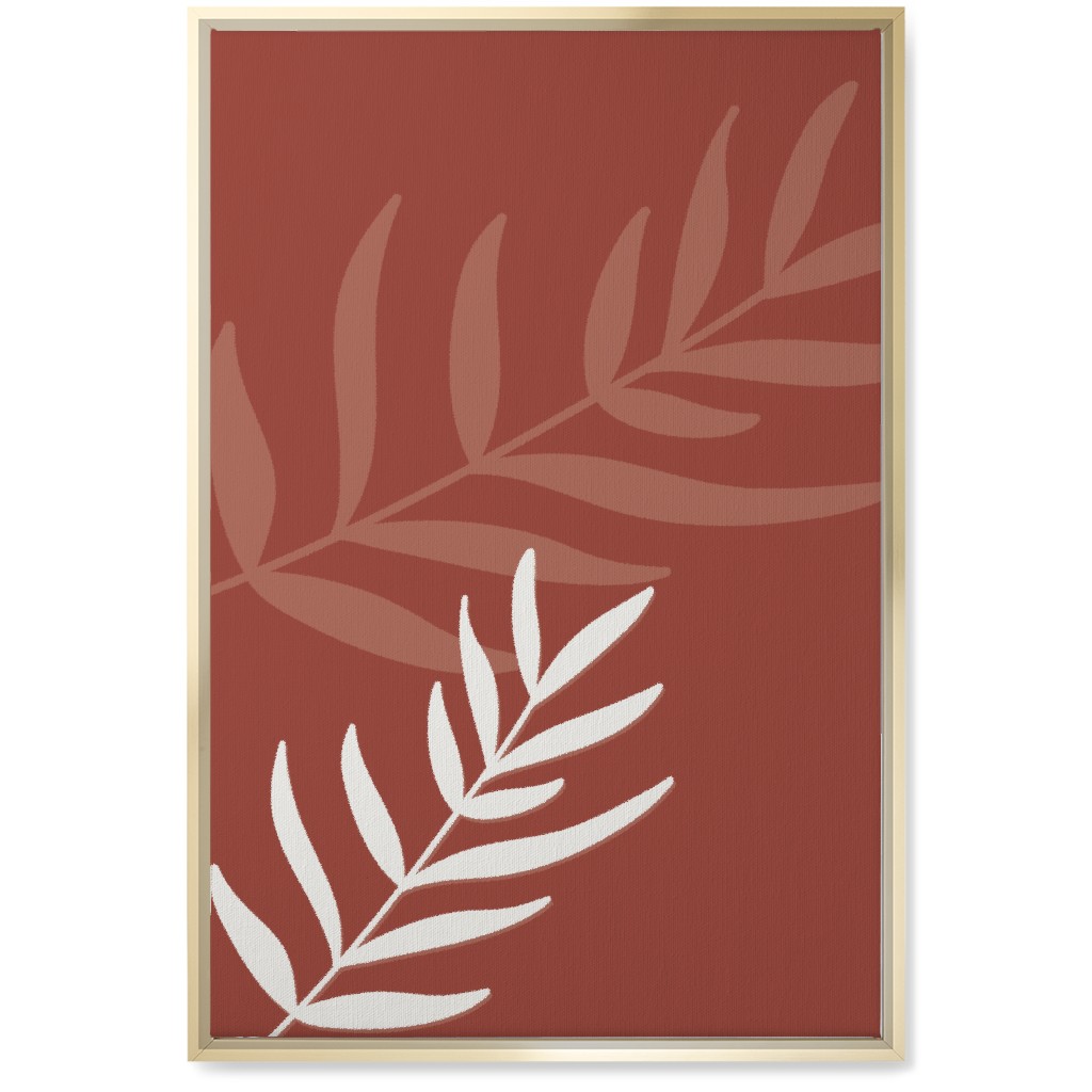 Fern Leaves in Neutral Earth Tones Wall Art, Gold, Single piece, Canvas, 20x30, Red
