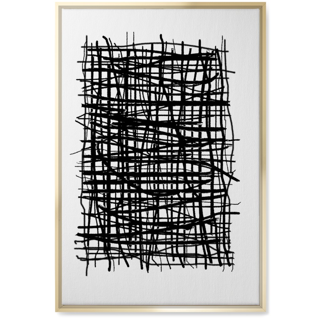 Woven Abstraction - Black on White Wall Art, Gold, Single piece, Canvas, 20x30, Black