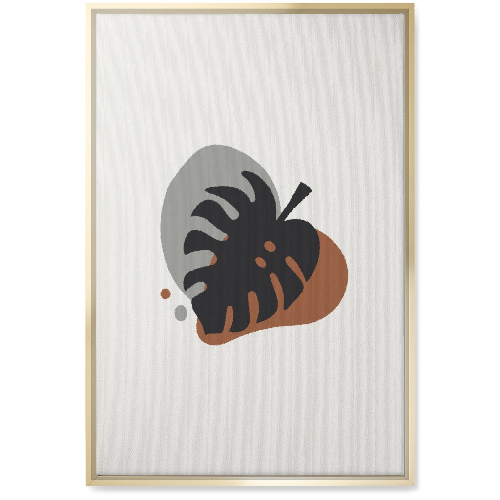 Shapes and Fern Leaf Iv Wall Art, Gold, Single piece, Canvas, 20x30, Brown