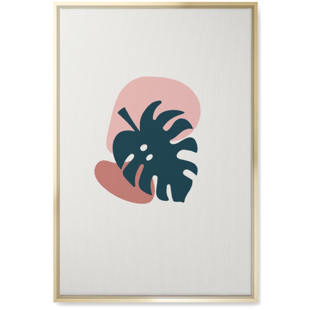 Shapes and Fern Leaf Ii Wall Art, Gold, Single piece, Canvas, 20x30, Pink, Whisper