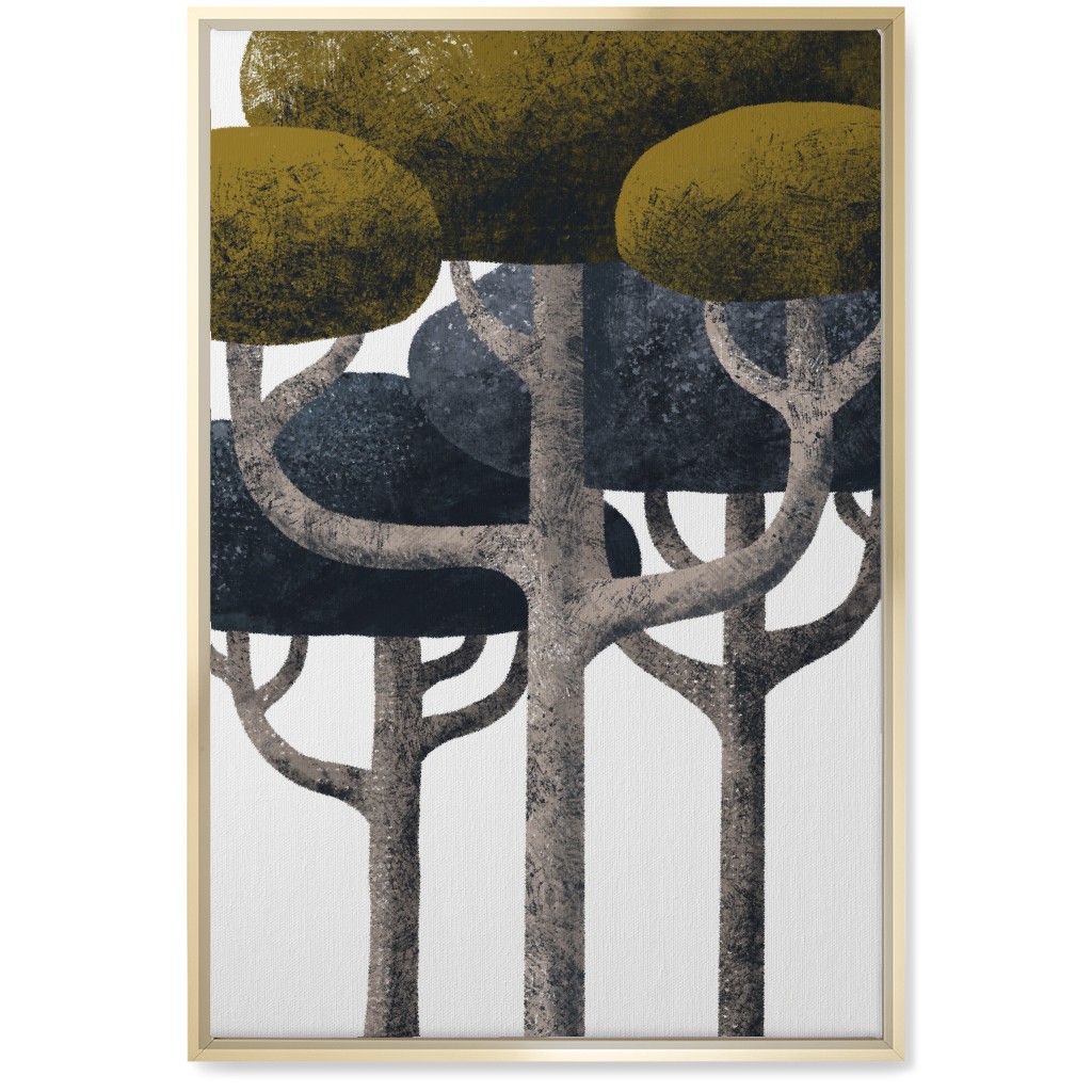Tree Stand - Green and Black Wall Art, Gold, Single piece, Canvas, 20x30, Multicolor