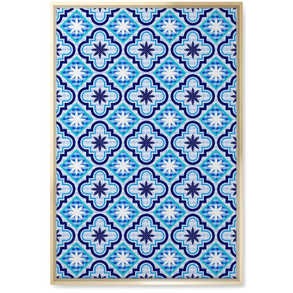 Tile Patchwork - Blue Wall Art, Gold, Single piece, Canvas, 20x30, Blue