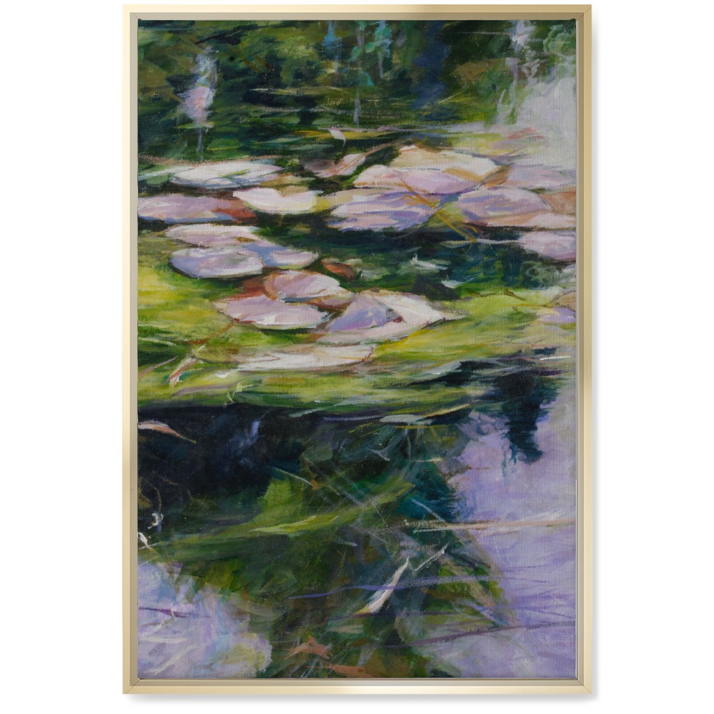Waterlilies Painting Wall Art, Gold, Single piece, Canvas, 20x30, Green