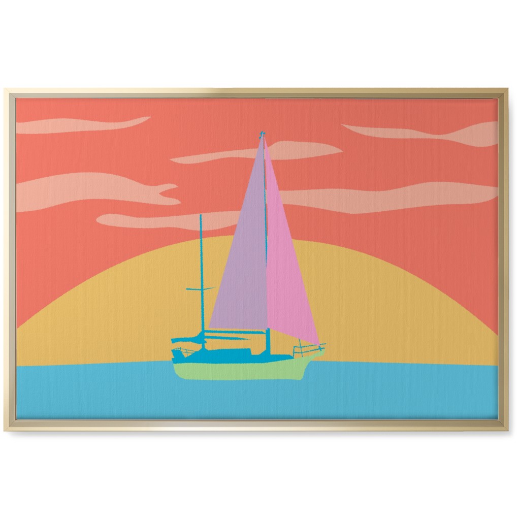Minimalist Sunset Sail - Bold Wall Art, Gold, Single piece, Canvas, 20x30, Multicolor