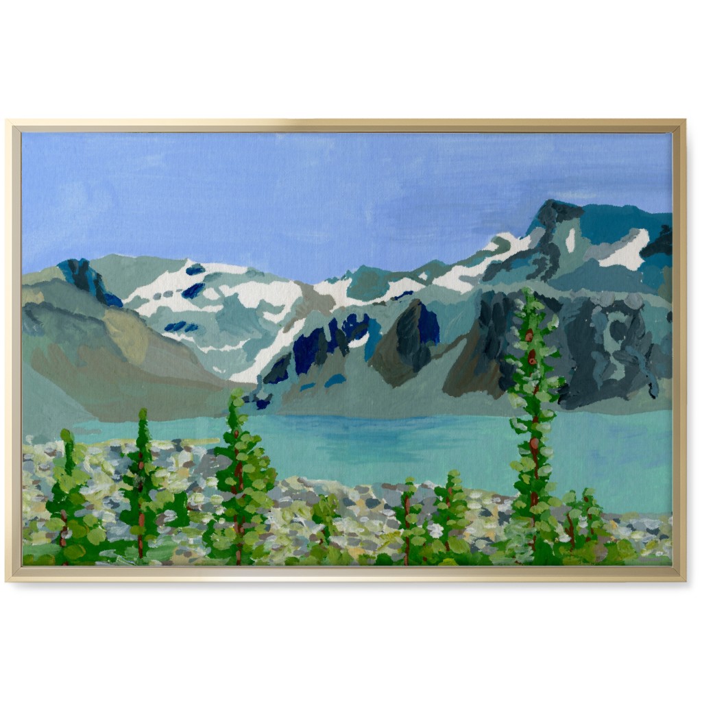 Lake Wedgemount Painting Wall Art, Gold, Single piece, Canvas, 20x30, Blue