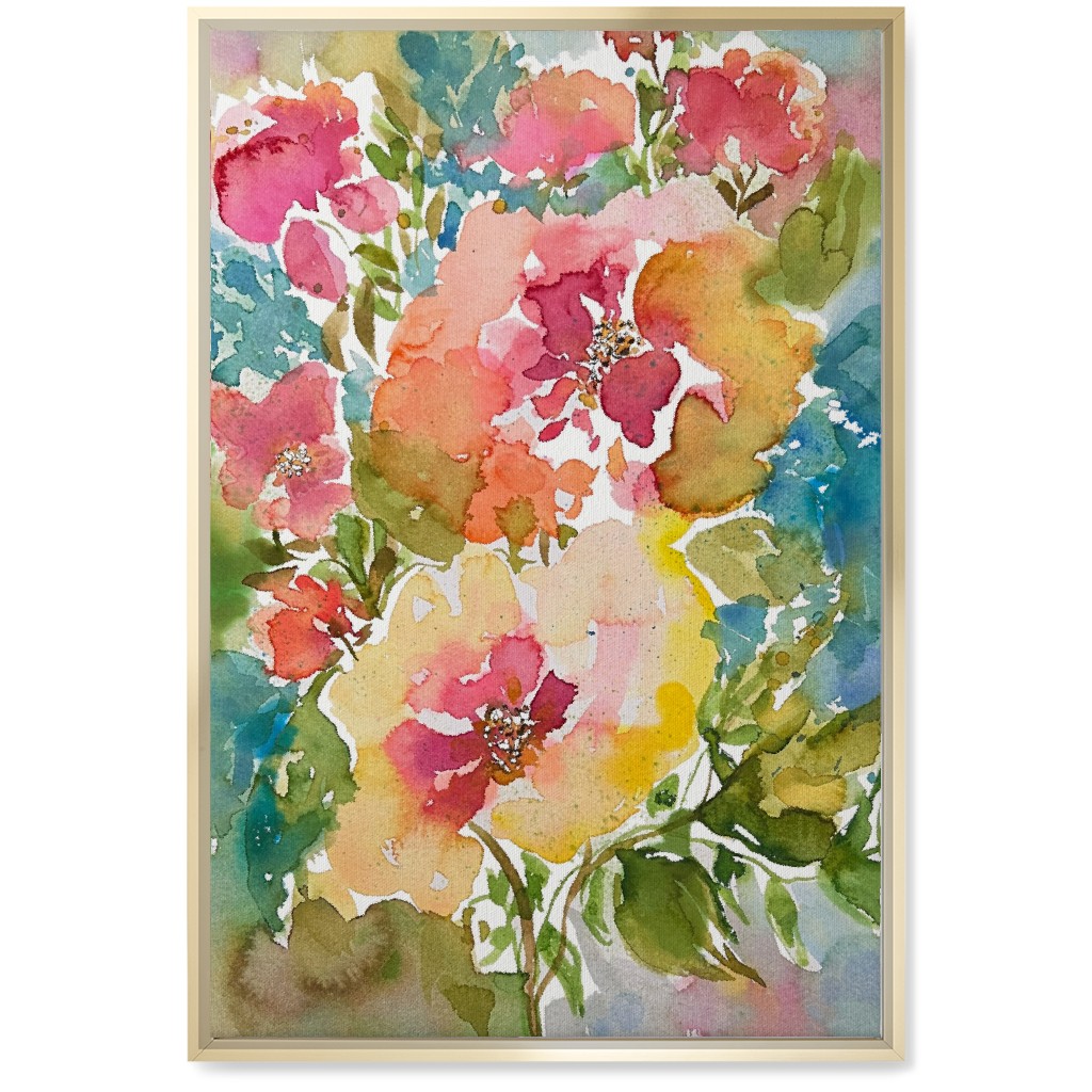 Summer Floral Mart - Multi Wall Art, Gold, Single piece, Canvas, 20x30, Multicolor