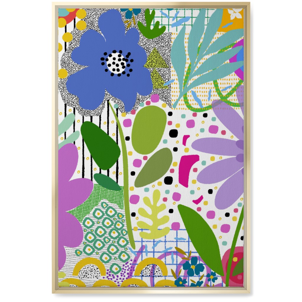 Fiesta Floral - Multi Wall Art, Gold, Single piece, Canvas, 20x30, Multicolor