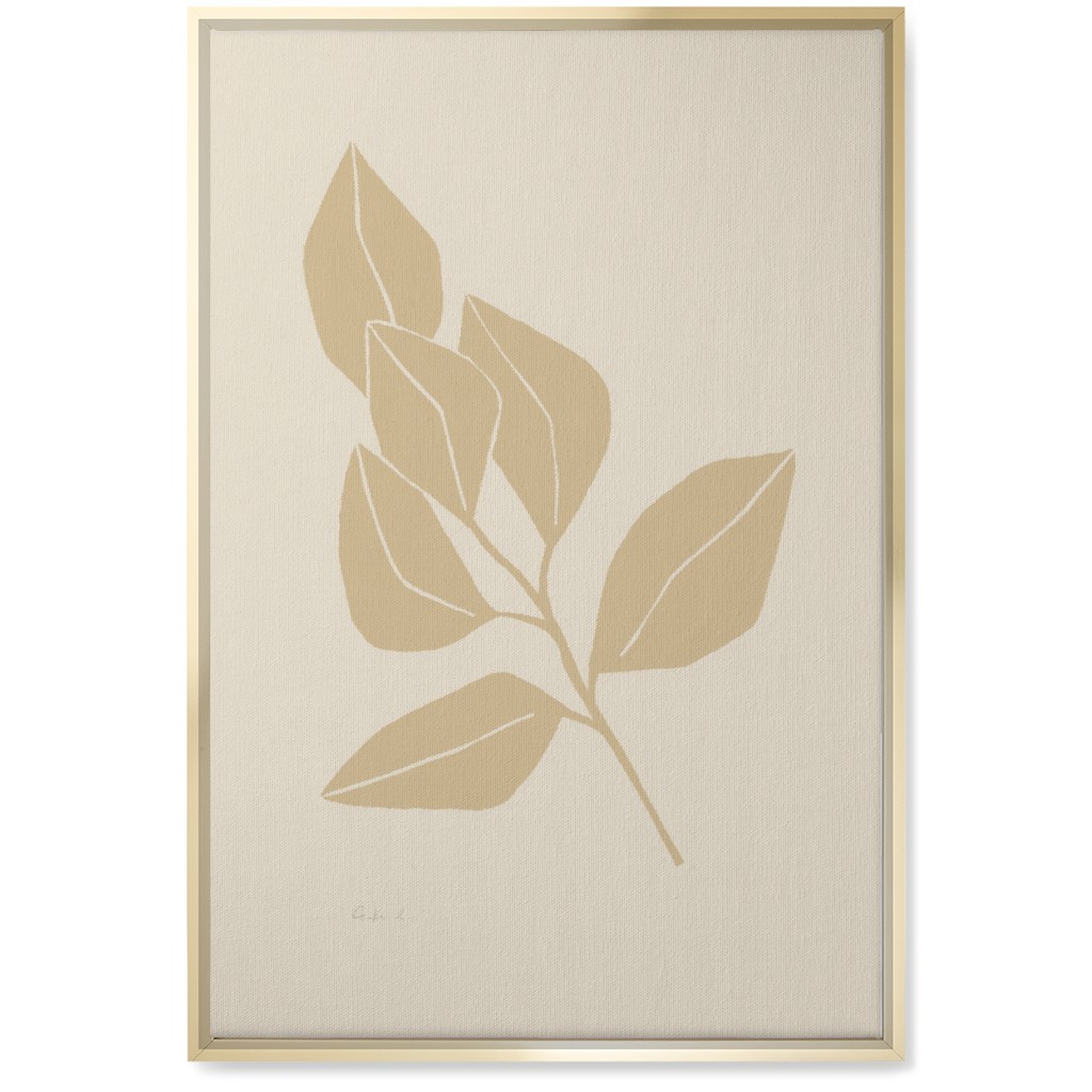 Botanical Ficus - Neutral Wall Art, Gold, Single piece, Canvas, 20x30, Beige