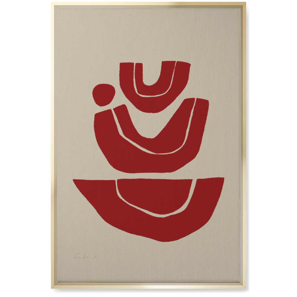 Geometric Abstract Stack Iii Wall Art, Gold, Single piece, Canvas, 20x30, Red