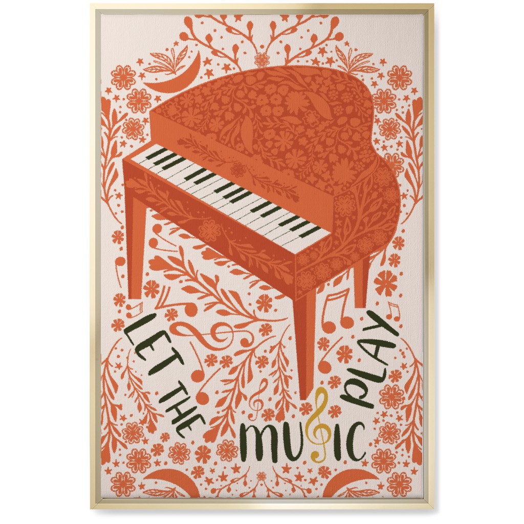 Let the Music Play - Red Wall Art, Gold, Single piece, Canvas, 20x30, Pink