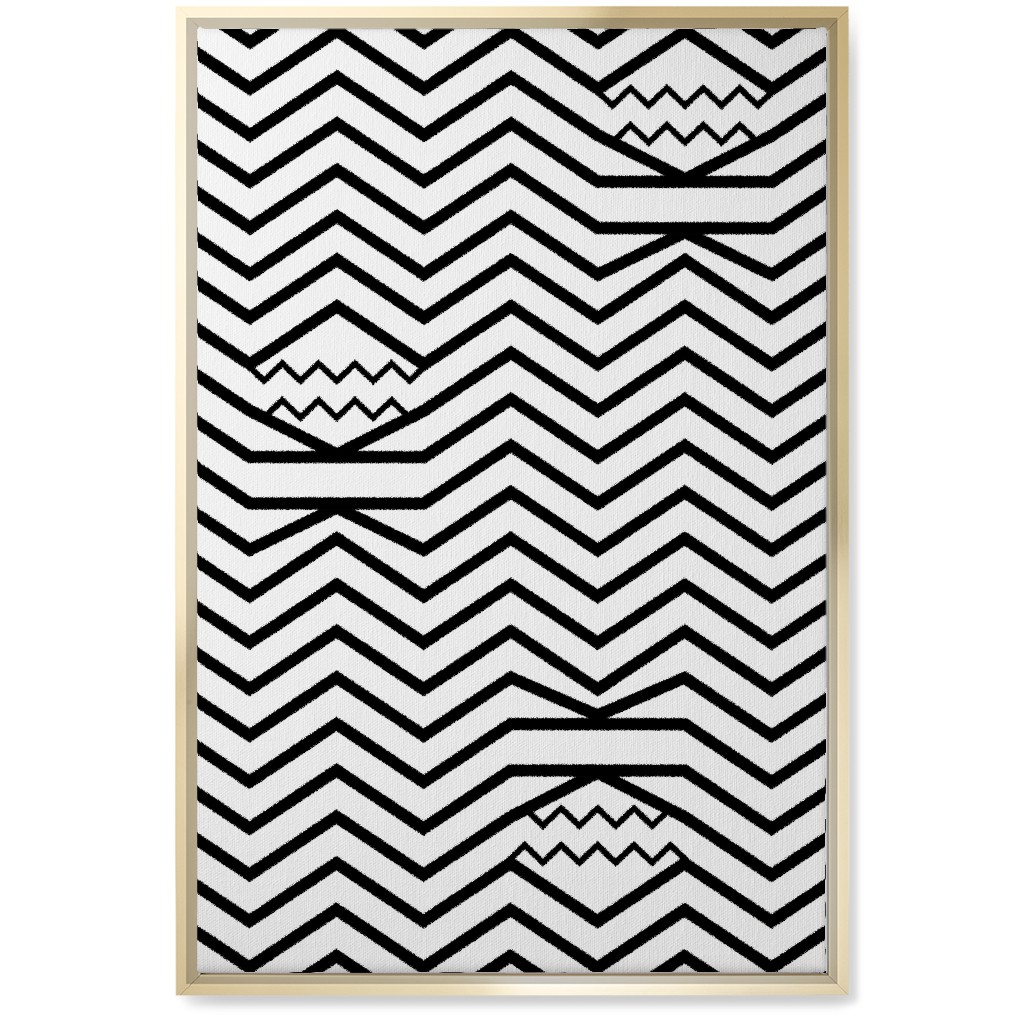 Wavy Lines - Black and White Wall Art, Gold, Single piece, Canvas, 20x30, Black