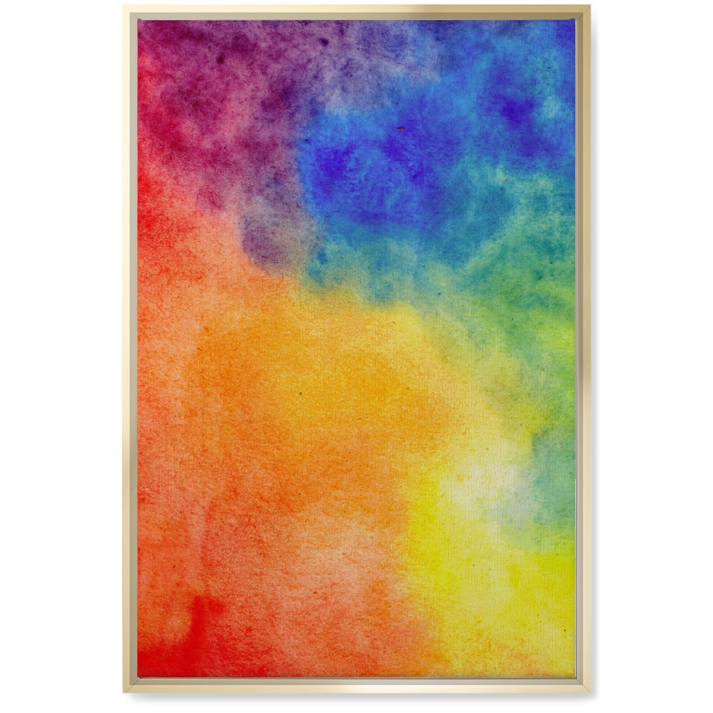 Watercolor Rainbow Abstract - Multi Wall Art, Gold, Single piece, Canvas, 20x30, Multicolor