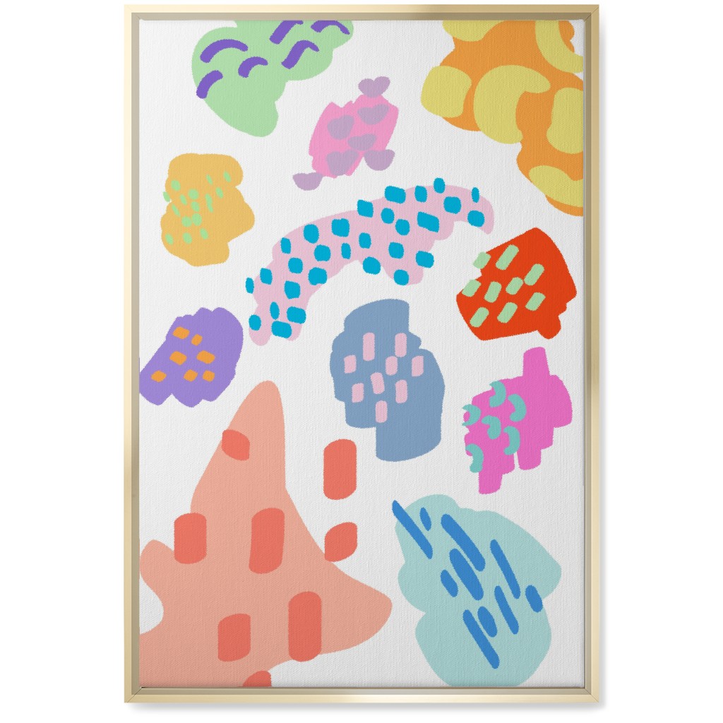 Painterly Abstract Blobs - Pastel Wall Art, Gold, Single piece, Canvas, 20x30, Multicolor