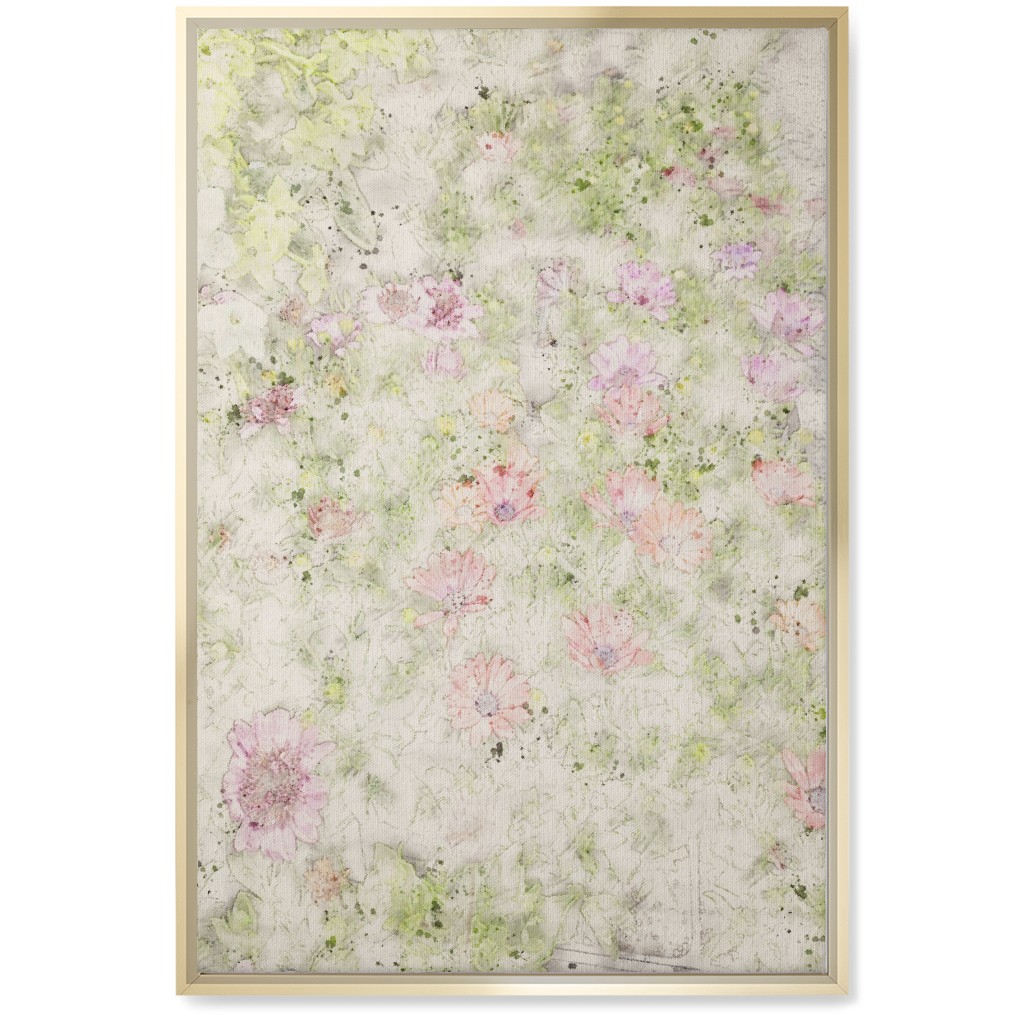 Watercolor Floral - Beige and Pink Wall Art, Gold, Single piece, Canvas, 20x30, Beige, Pearl