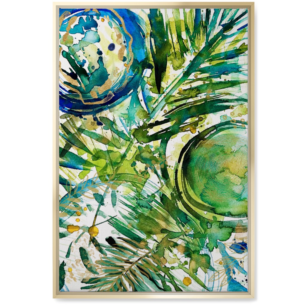 Paradise - Green and Blue Wall Art, Gold, Single piece, Canvas, 20x30, Green