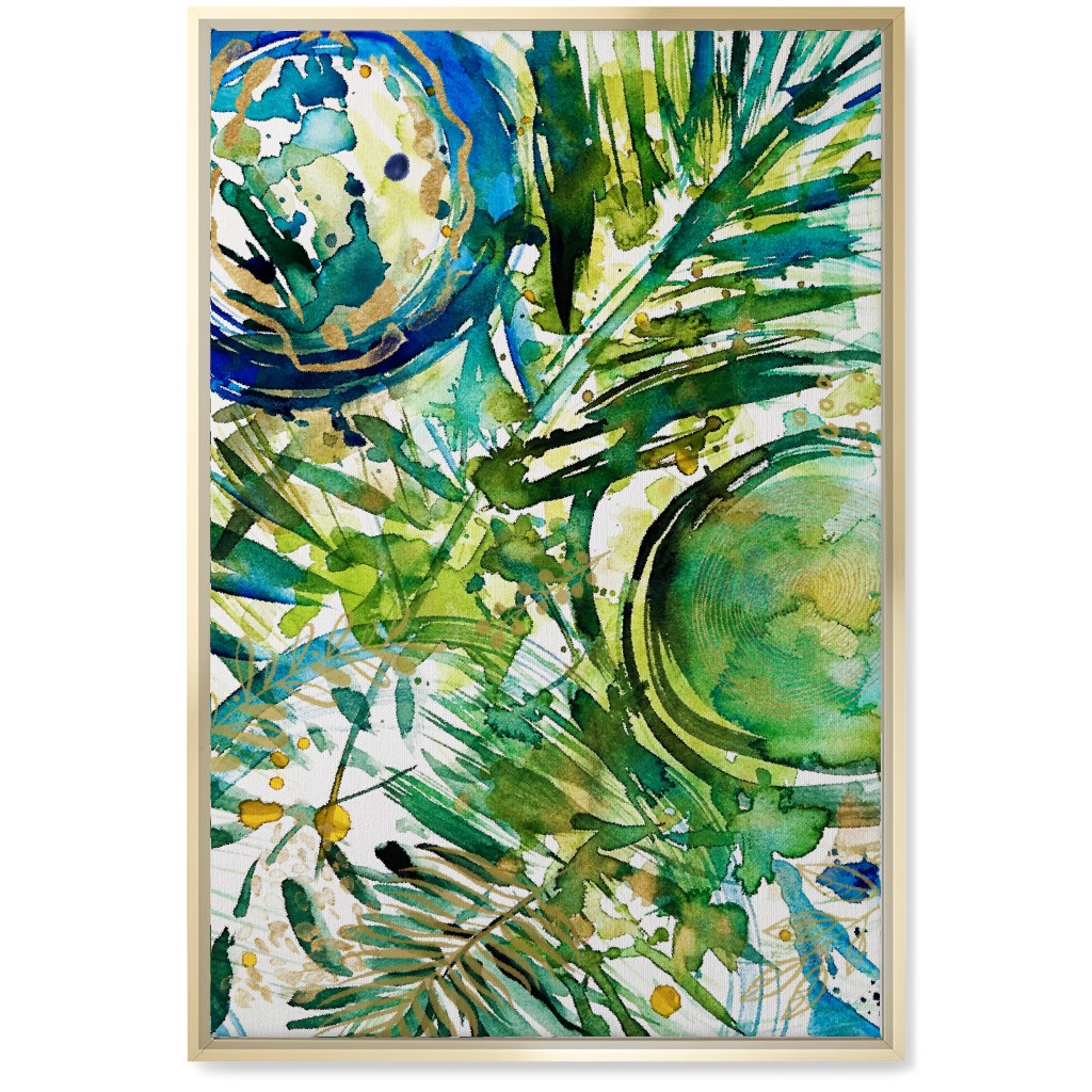 Paradise - Green and Blue Wall Art, Gold, Single piece, Canvas, 20x30, Green, Classic Green