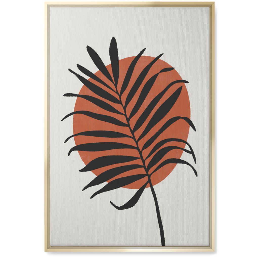 Abstract Leaf Frond - Terracotta and Ivory Wall Art, Gold, Single piece, Canvas, 20x30, Brown, Brown
