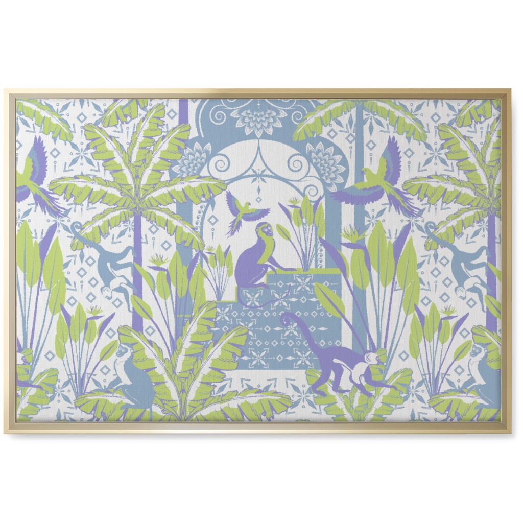 Exotic Tropical Garden Wall Art, Gold, Single piece, Canvas, 20x30, Green, Sage