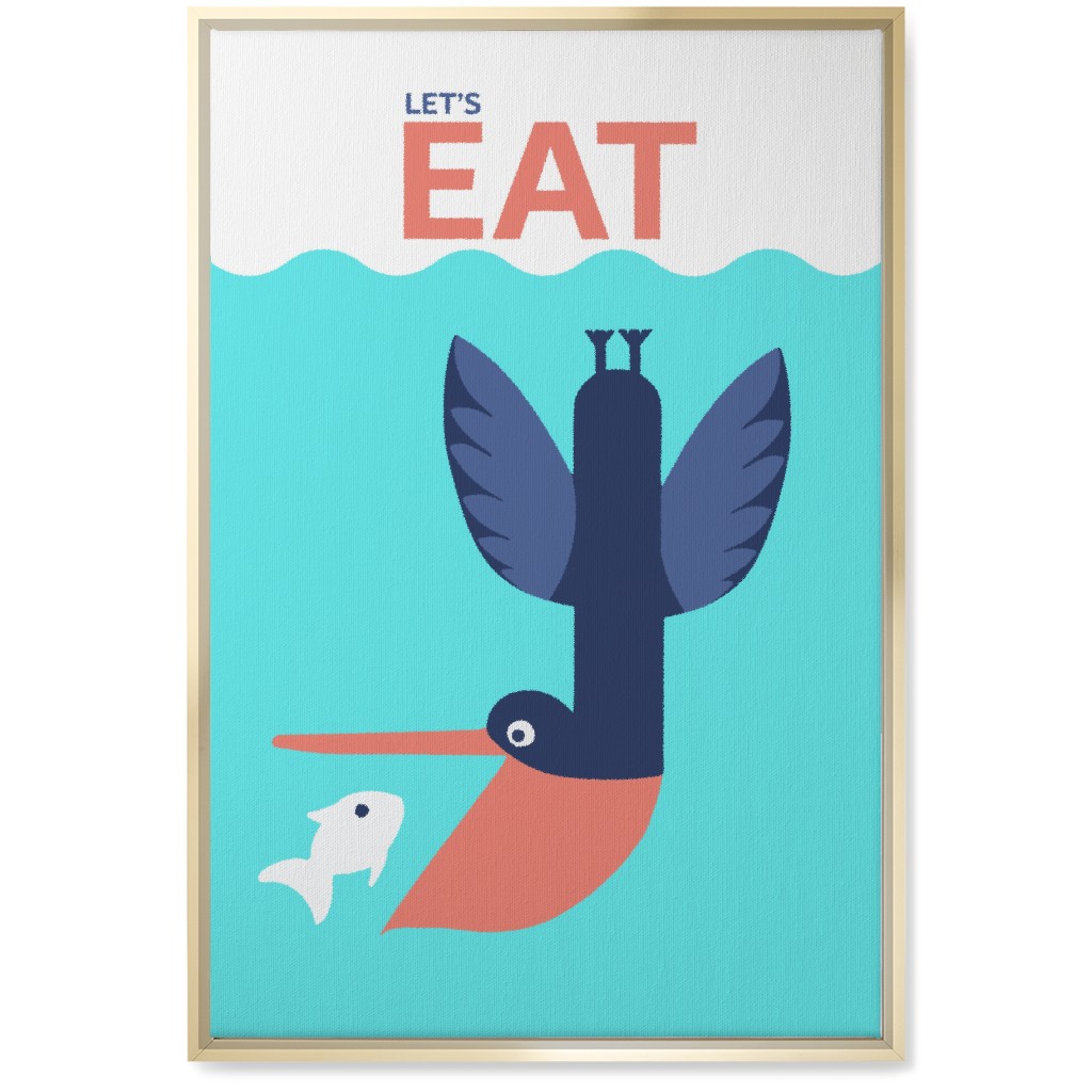 Let's Eat - Blue Wall Art, Gold, Single piece, Canvas, 20x30, Blue, True Blue