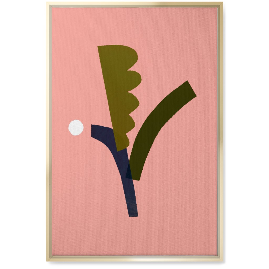 Leaves - Pink Wall Art, Gold, Single piece, Canvas, 20x30, Pink