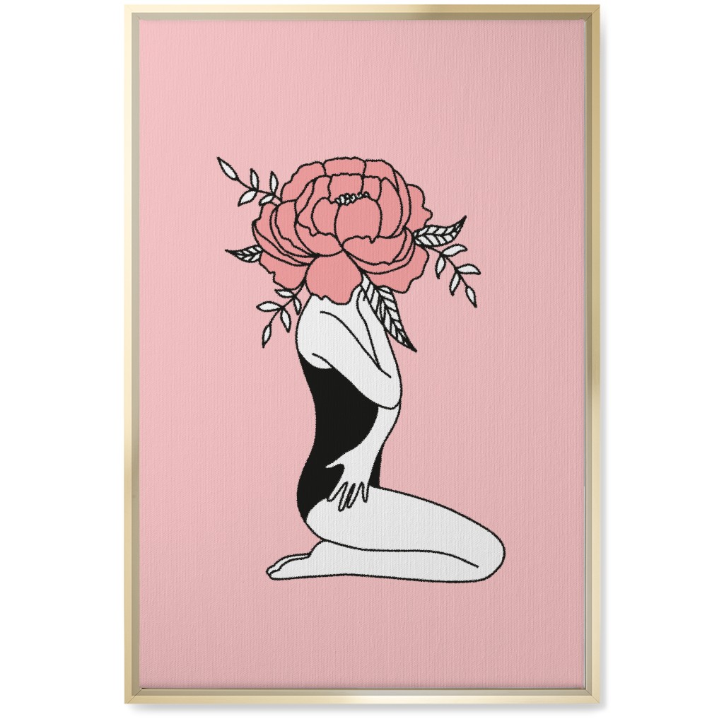 Modern Feminine Abstract - Pink Wall Art, Gold, Single piece, Canvas, 20x30, Pink