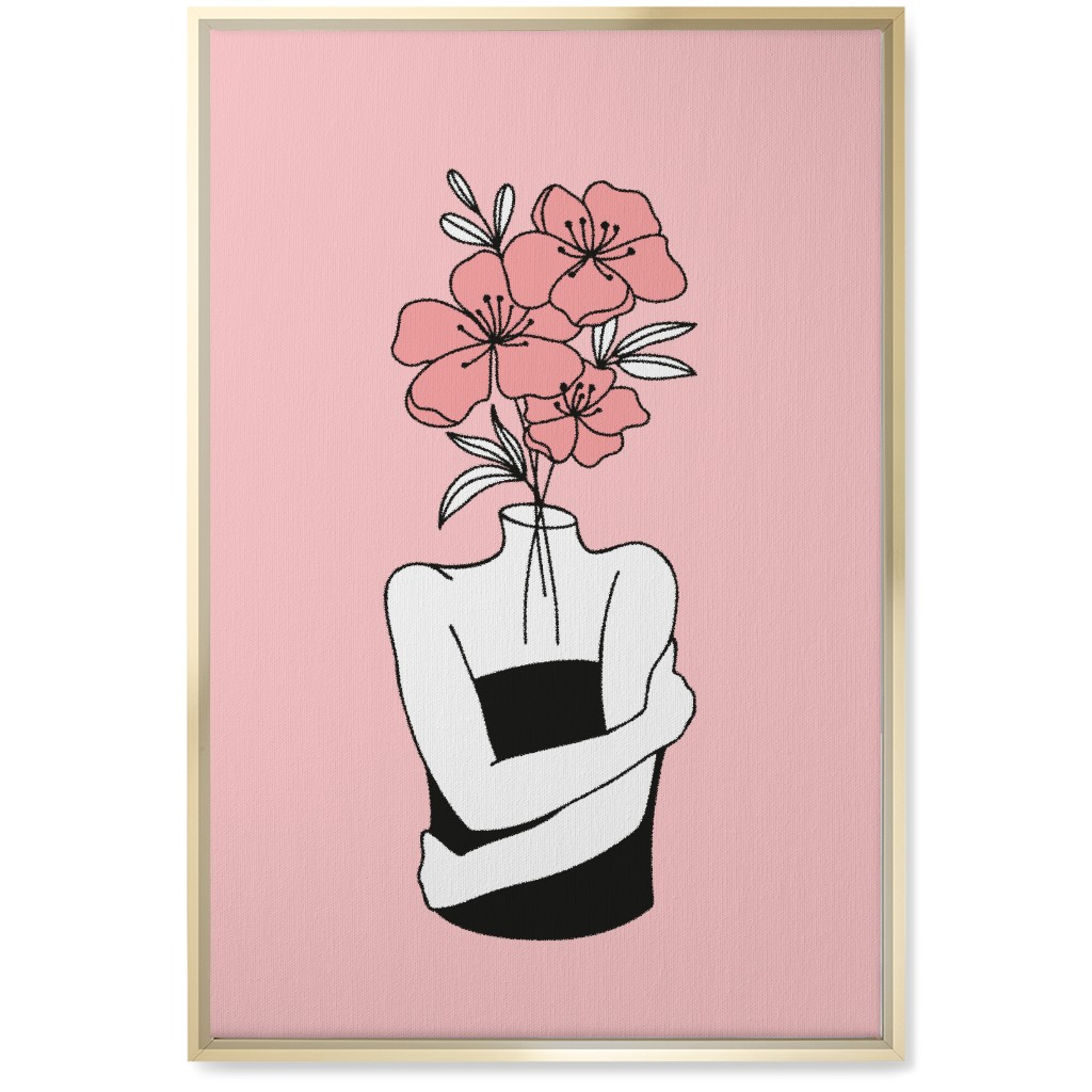 Self Love Feminine Abstract - Pink Wall Art, Gold, Single piece, Canvas, 20x30, Pink