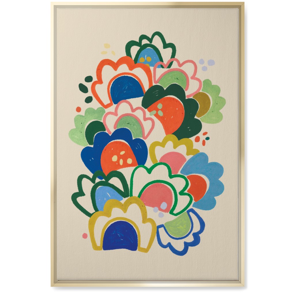 Wildflowers - Multi on Beige Bold Wall Art, Gold, Single piece, Canvas, 20x30, Multicolor