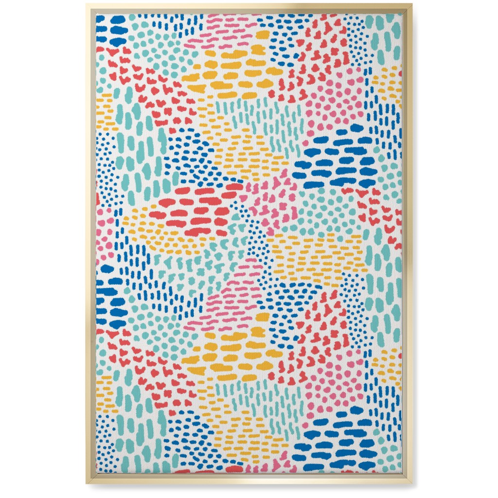 Abstract Colorful Dots and Dashes - Multi Wall Art, Gold, Single piece, Canvas, 20x30, Multicolor