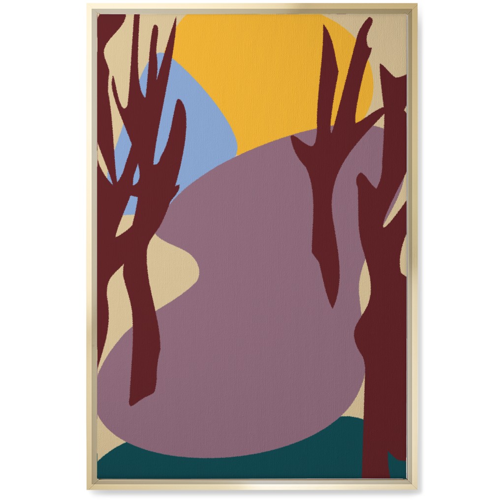 Minimalist Forest Path Wall Art, Gold, Single piece, Canvas, 20x30, Multicolor