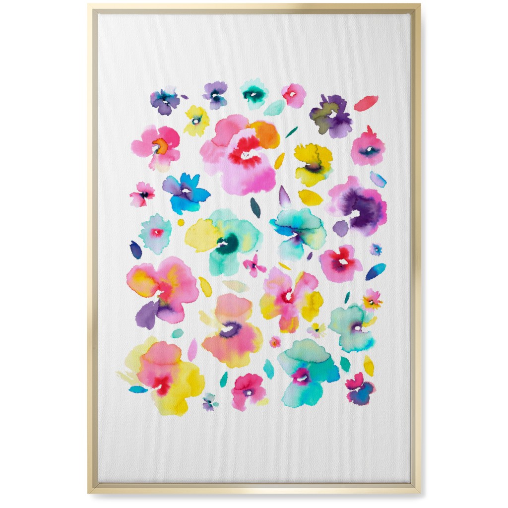 Watercolor Beautiful Flowers - Multi Wall Art, Gold, Single piece, Canvas, 20x30, Multicolor