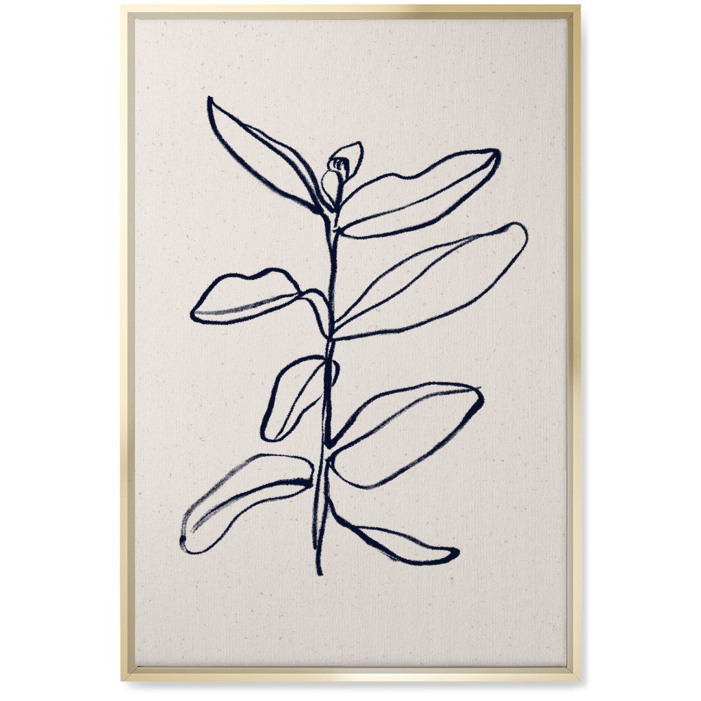 Plant Line Art - Neutral Wall Art, Gold, Single piece, Canvas, 20x30, Beige