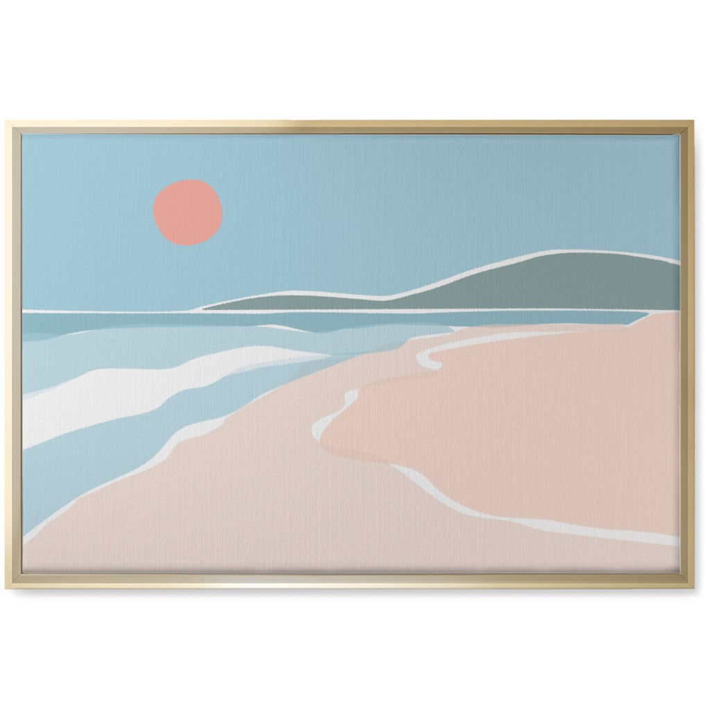 Beach Night Wall Art, Gold, Single piece, Canvas, 20x30, Blue