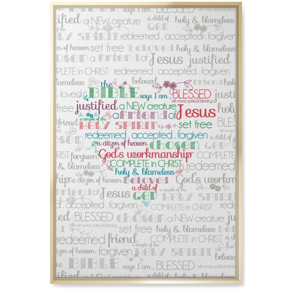 the Bible Says I Am - Multi on Neutral Wall Art, Gold, Single piece, Canvas, 20x30, Gray, Gray