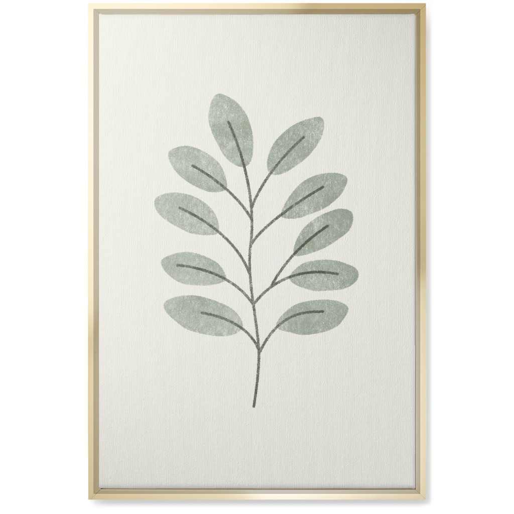 Botanical Greenery - Green Wall Art, Gold, Single piece, Canvas, 20x30, Gray