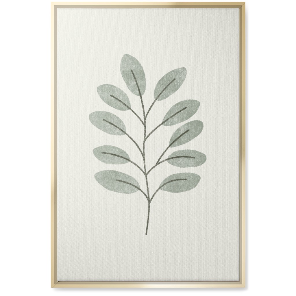 Botanical Greenery - Green Wall Art, Gold, Single piece, Canvas, 20x30, Gray, Gray